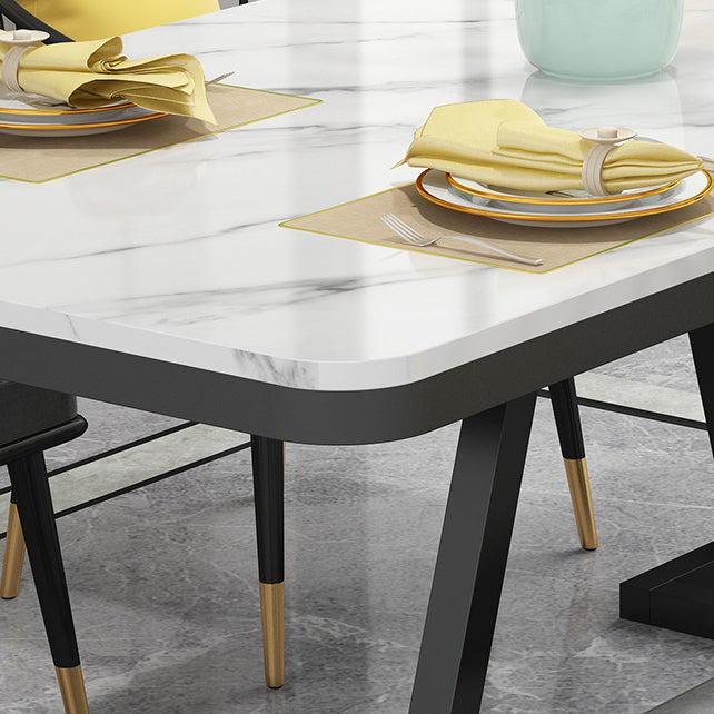 Set di dinette glam con sedie in metallo nero 1/2/5/7 pezzi Set da pranzo lucido