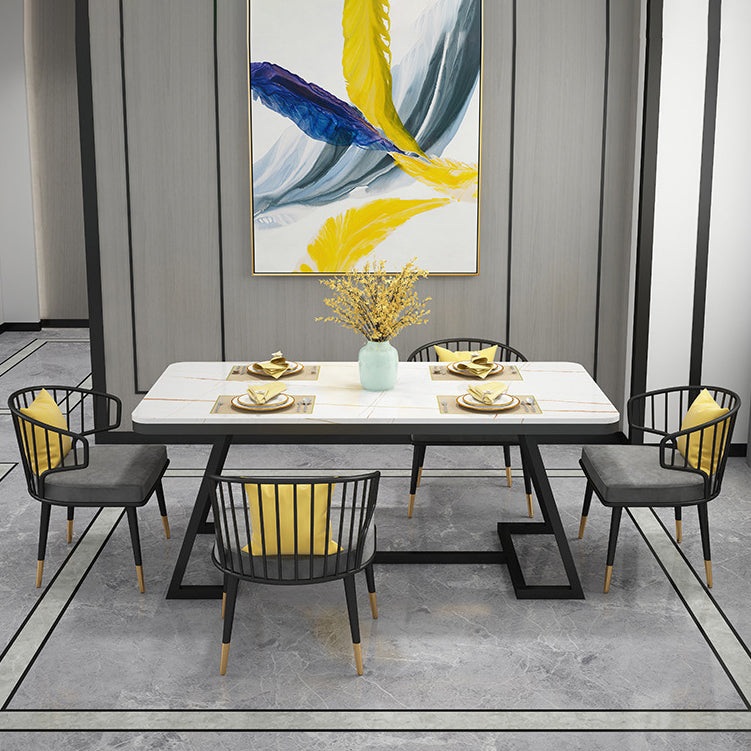 Set di dinette glam con sedie in metallo nero 1/2/5/7 pezzi Set da pranzo lucido