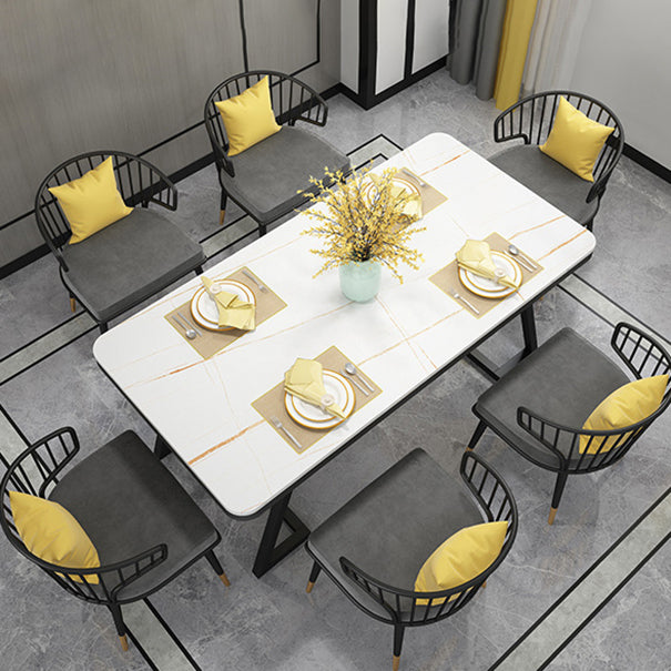 Set di dinette glam con sedie in metallo nero 1/2/5/7 pezzi Set da pranzo lucido