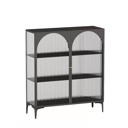 工業用ガラスドアキュリオキャビネットメタルストレージキャビネット脚付き