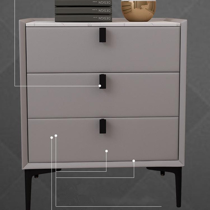 Comodino da letto in legno in legno notturno contemporaneo con 3 cassetti