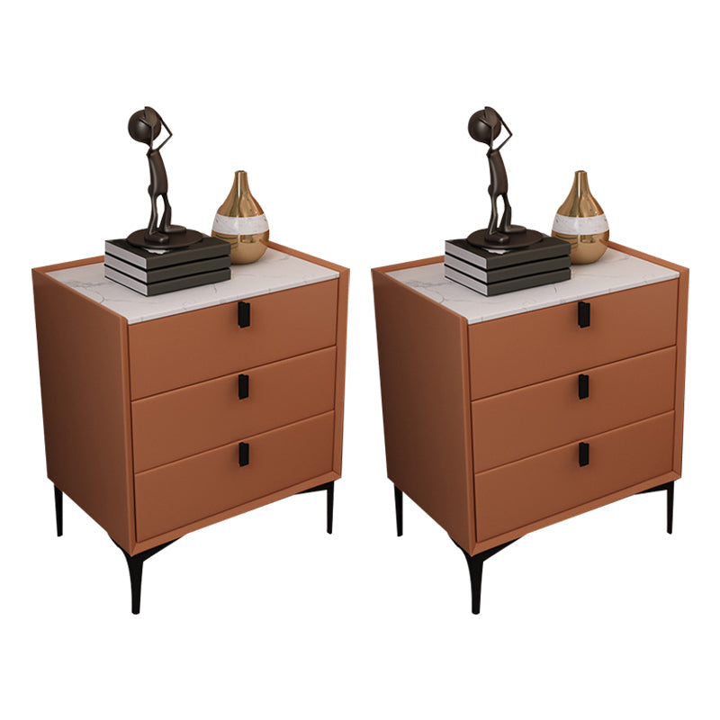 Comodino da letto in legno in legno notturno contemporaneo con 3 cassetti