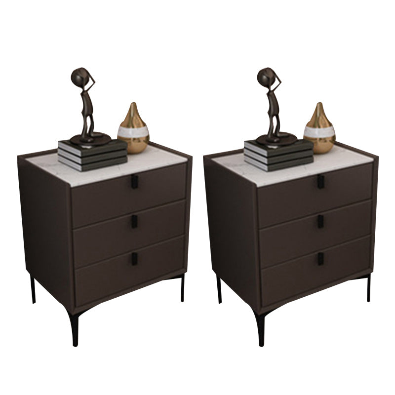 Comodino da letto in legno in legno notturno contemporaneo con 3 cassetti