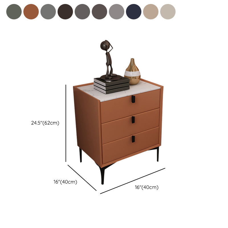 Comodino da letto in legno in legno notturno contemporaneo con 3 cassetti