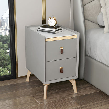 Contemporary Night Table Solid Wood Bed Nightstand with 2 Drawers Light Gray 1 Piece Clearhalo 'Bedroom Furniture' 'furn' 'furn_night_stand' 'Furniture' 'night_stand' 'Nightstands' 6383379