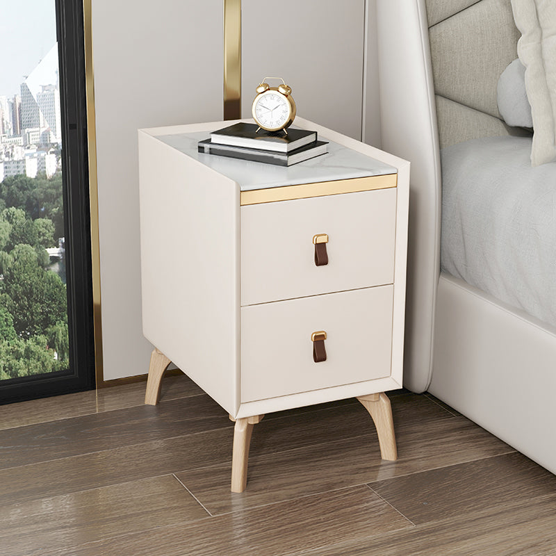Contemporary Night Table Solid Wood Bed Nightstand with 2 Drawers White 1 Piece Clearhalo 'Bedroom Furniture' 'furn' 'furn_night_stand' 'Furniture' 'night_stand' 'Nightstands' 6383383