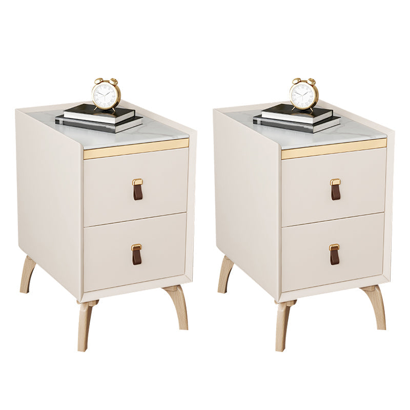Contemporary Night Table Solid Wood Bed Nightstand with 2 Drawers White 2 Piece Set Clearhalo 'Bedroom Furniture' 'furn' 'furn_night_stand' 'Furniture' 'night_stand' 'Nightstands' 6383394
