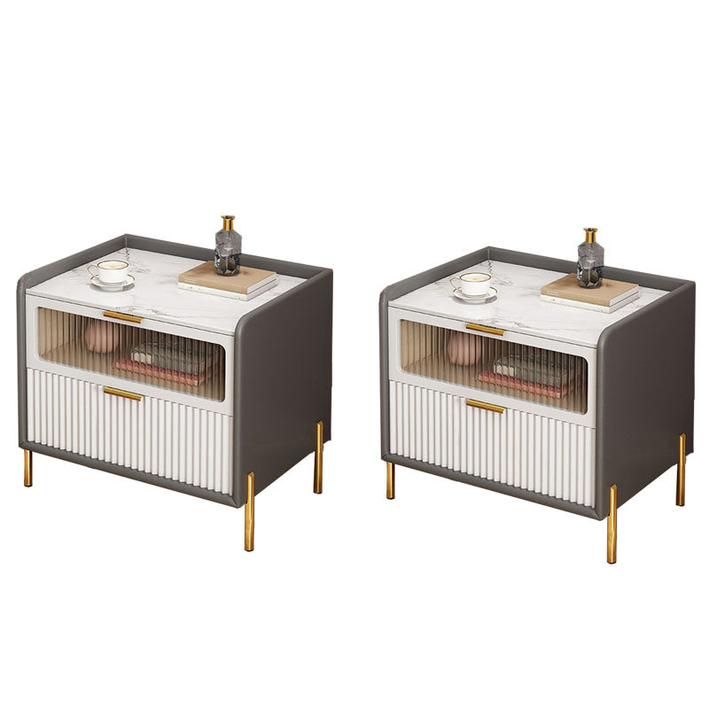 Cajones de 2 cajones incluyen mesa nocturna de la mesa de la piedra del lado de la piedra, 15.8 "de altura