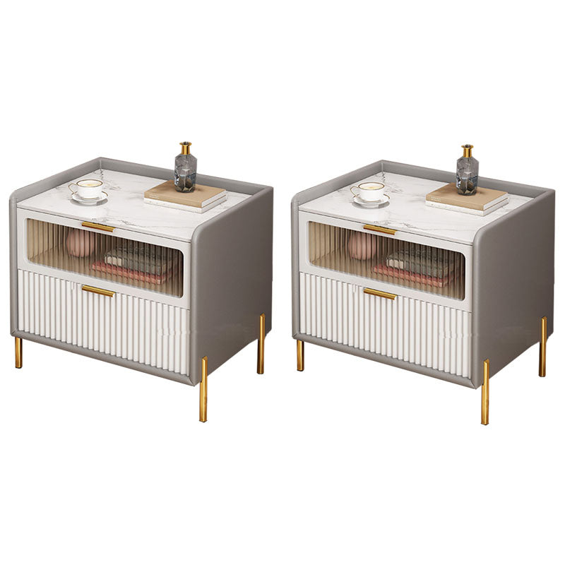 Cajones de 2 cajones incluyen mesa nocturna de la mesa de la piedra del lado de la piedra, 15.8 "de altura