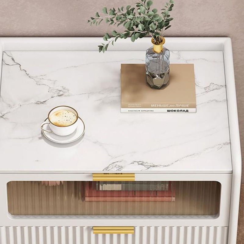 Cajones de 2 cajones incluyen mesa nocturna de la mesa de la piedra del lado de la piedra, 15.8 "de altura