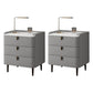 Modern Bedside Cabinet Stone Bed Nightstand with 3 Drawers for Living Room Grey 2 Piece Set Clearhalo 'Bedroom Furniture' 'furn' 'furn_night_stand' 'Furniture' 'night_stand' 'Nightstands' 6383430