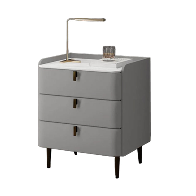 Modern Bedside Cabinet Stone Bed Nightstand with 3 Drawers for Living Room Grey 1 Piece Clearhalo 'Bedroom Furniture' 'furn' 'furn_night_stand' 'Furniture' 'night_stand' 'Nightstands' 6383431