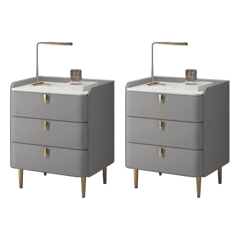 Modern Bedside Cabinet Stone Bed Nightstand with 3 Drawers for Living Room Dark Gray 2 Piece Set Clearhalo 'Bedroom Furniture' 'furn' 'furn_night_stand' 'Furniture' 'night_stand' 'Nightstands' 6383433