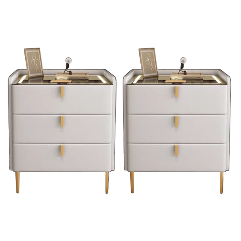 Modern Bedside Cabinet Stone Bed Nightstand with 3 Drawers for Living Room Off-White 2 Piece Set Clearhalo 'Bedroom Furniture' 'furn' 'furn_night_stand' 'Furniture' 'night_stand' 'Nightstands' 6383438