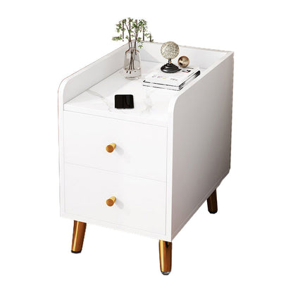 2 Drawers Bedside Cabinet Glam Legs Included Nightstand ,18.1" Tall White 1 Piece Clearhalo 'Bedroom Furniture' 'furn' 'furn_night_stand' 'Furniture' 'night_stand' 'Nightstands' 6383445