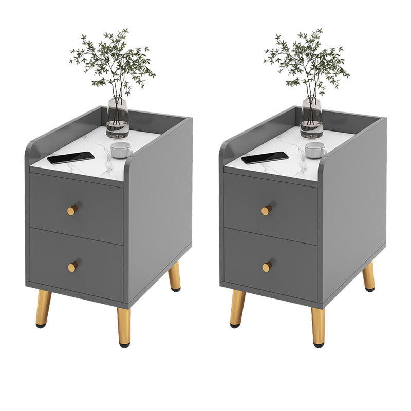 2 Drawers Bedside Cabinet Glam Legs Included Nightstand ,18.1" Tall Grey 2 Piece Set Clearhalo 'Bedroom Furniture' 'furn' 'furn_night_stand' 'Furniture' 'night_stand' 'Nightstands' 6383449
