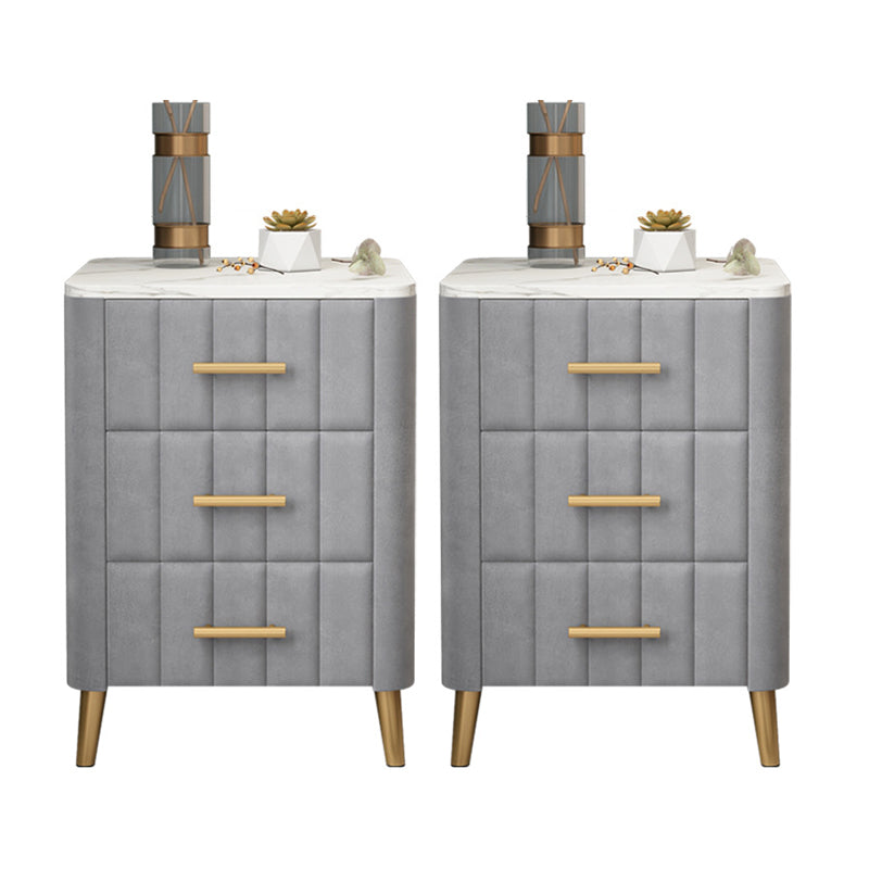 Drawer Storage Bed Nightstand Marble Bedside Cabinet for Bedroom Grey 2 Piece Set Clearhalo 'Bedroom Furniture' 'furn' 'furn_night_stand' 'Furniture' 'night_stand' 'Nightstands' 6383490
