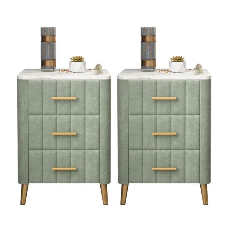 Drawer Storage Bed Nightstand Marble Bedside Cabinet for Bedroom Green 2 Piece Set Clearhalo 'Bedroom Furniture' 'furn' 'furn_night_stand' 'Furniture' 'night_stand' 'Nightstands' 6383492