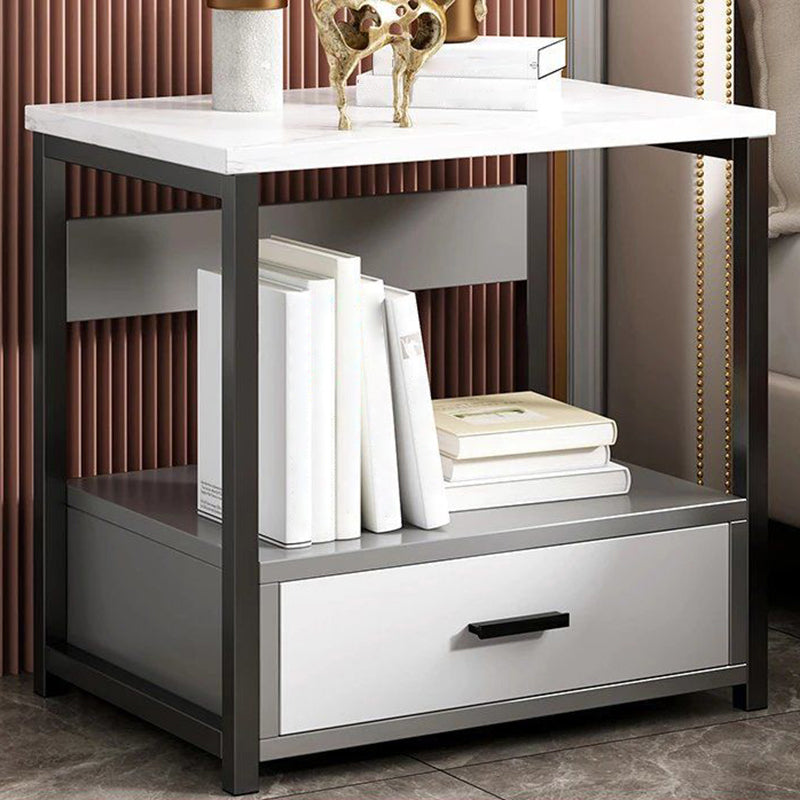 Comodino a legno in solido tavolo da notte contemporaneo con cassetti, 19,7 "di altezza