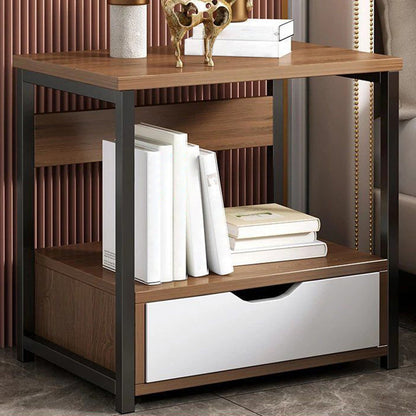 Comodino a legno in solido tavolo da notte contemporaneo con cassetti, 19,7 "di altezza