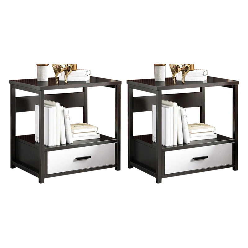 Comodino a legno in solido tavolo da notte contemporaneo con cassetti, 19,7 "di altezza