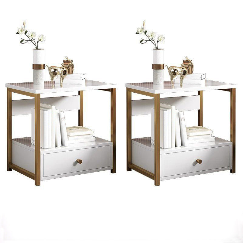 Comodino a legno in solido tavolo da notte contemporaneo con cassetti, 19,7 "di altezza