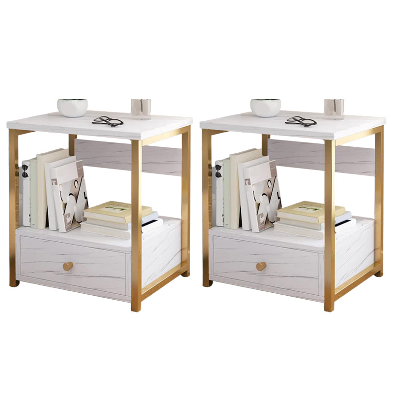 Comodino a legno in solido tavolo da notte contemporaneo con cassetti, 19,7 "di altezza