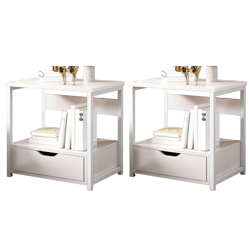 Comodino a legno in solido tavolo da notte contemporaneo con cassetti, 19,7 "di altezza