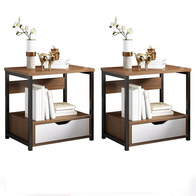 Comodino a legno in solido tavolo da notte contemporaneo con cassetti, 19,7 "di altezza