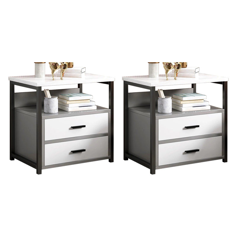 Comodino a legno in solido tavolo da notte contemporaneo con cassetti, 19,7 "di altezza