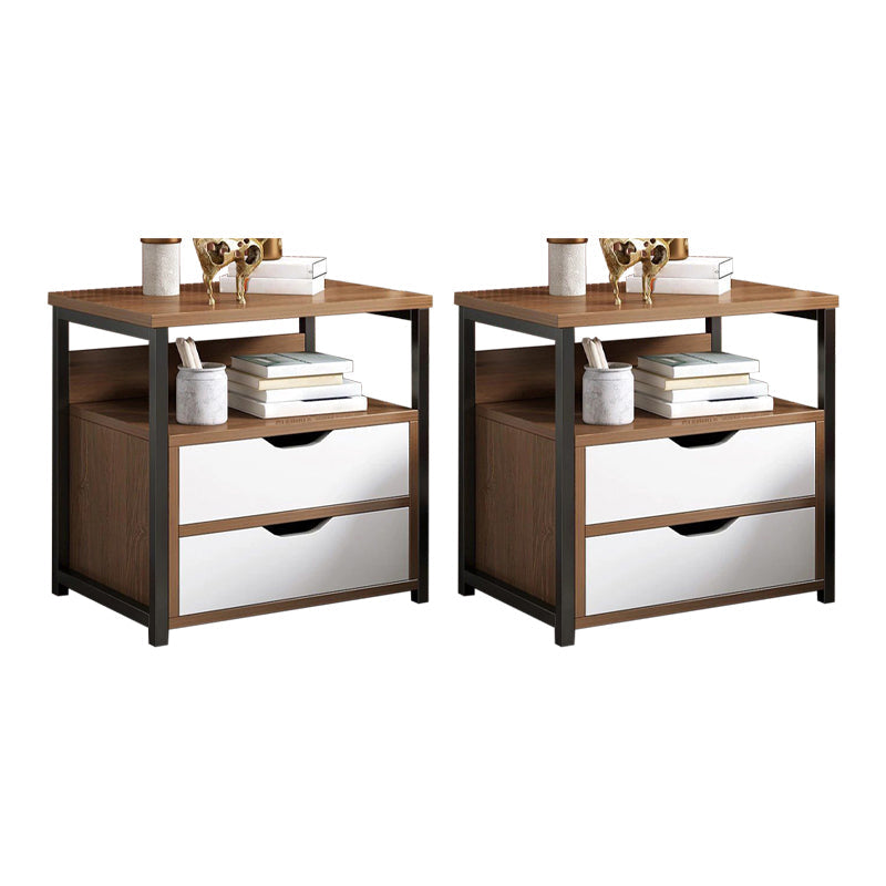 Comodino a legno in solido tavolo da notte contemporaneo con cassetti, 19,7 "di altezza