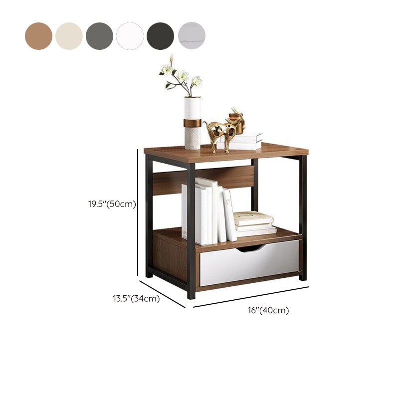 Comodino a legno in solido tavolo da notte contemporaneo con cassetti, 19,7 "di altezza