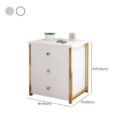 Mesa nocturna contemporánea de madera sólida con cajones, 19.7 "de alto