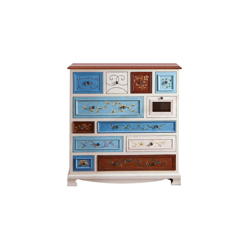 Solid Wood Nautical Storage Chest Bedroom Chest with Drawers 41"L x 16"W x 43"H White-Blue Clearhalo 'Bedroom Furniture' 'Dressers & Chests' 'dressers_chests' 'furn' 'furn_dressers_chests' 'Furniture' 6383620