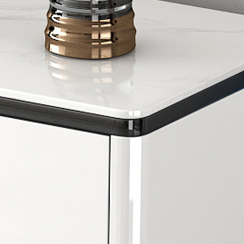 Cassetta portaoggetti moderna per camera da letto, cassapanca in pietra larga 15,7 pollici in bianco con cassetti