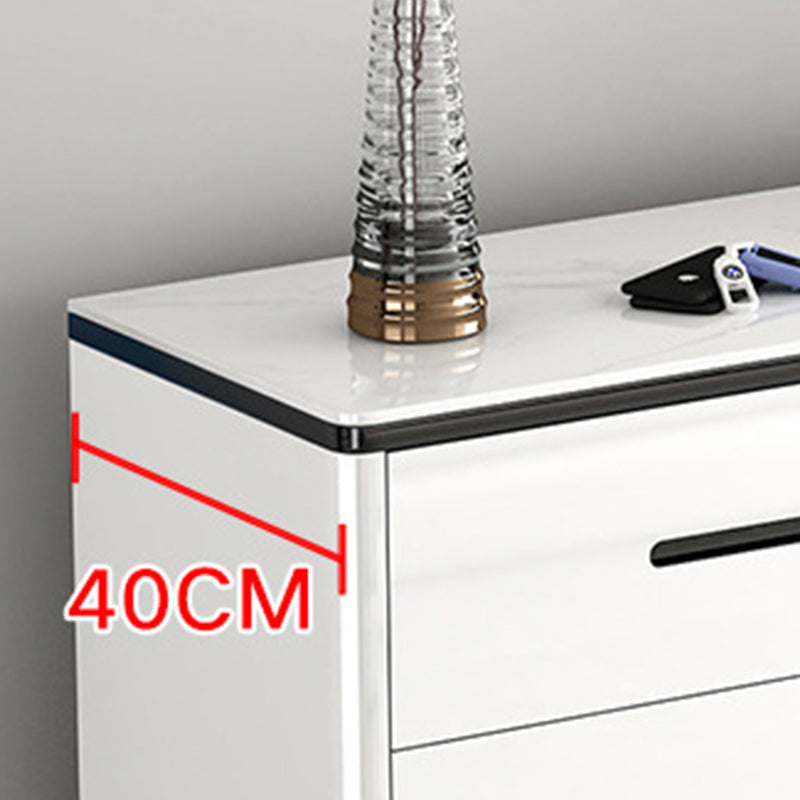 Cassetta portaoggetti moderna per camera da letto, cassapanca in pietra larga 15,7 pollici in bianco con cassetti