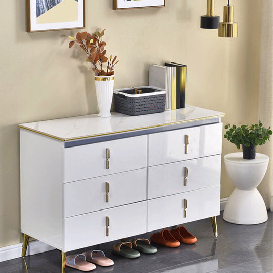 Glam Stone Chest 17.7" Wide Bedroom Chest in White with Drawers