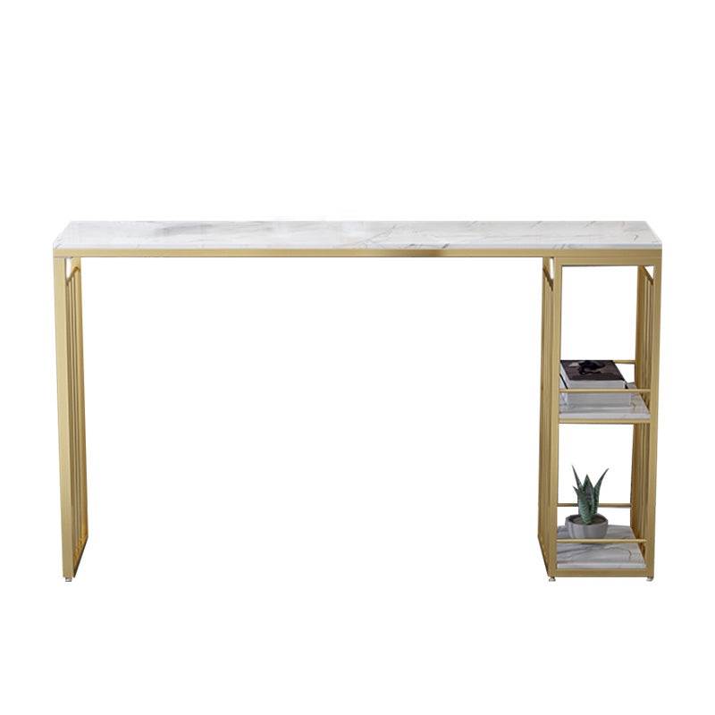 Modern Bar-height Table Stone Bar Table with Gold Base and Storage Without Chairs Clearhalo 'Bar Furniture' 'Bar Tables' 'bar_tables' 'furn' 'furn_bar_tables' 'Furniture' 'Kitchen & Dining Furniture' 6383823