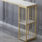 Modern Bar-height Table Stone Bar Table with Gold Base and Storage Clearhalo 'Bar Furniture' 'Bar Tables' 'bar_tables' 'furn' 'furn_bar_tables' 'Furniture' 'Kitchen & Dining Furniture' 6383824