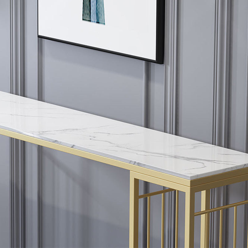 Modern Bar-height Table Stone Bar Table with Gold Base and Storage Clearhalo 'Bar Furniture' 'Bar Tables' 'bar_tables' 'furn' 'furn_bar_tables' 'Furniture' 'Kitchen & Dining Furniture' 6383825