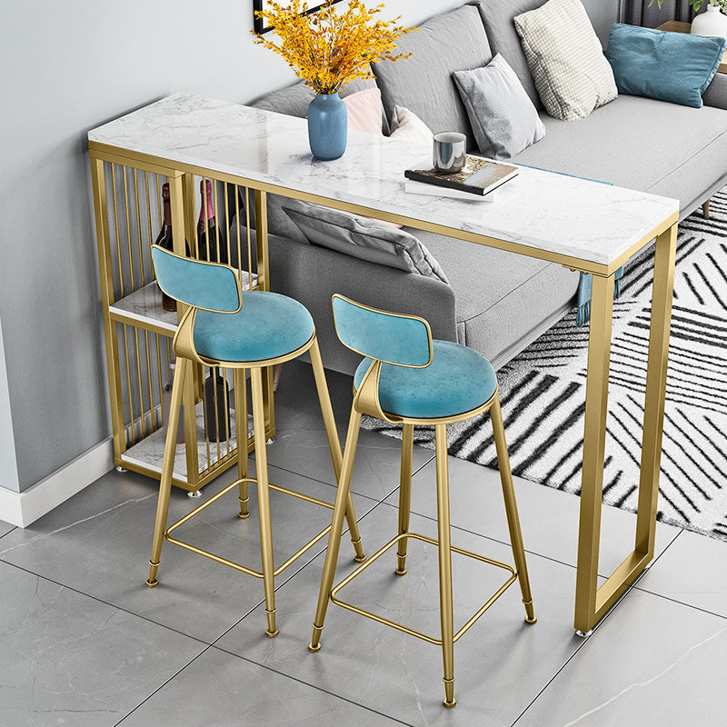 Glam Stone Bar Counter Table Rectangle Bar Counter Table for Home 47.2"L x 15.7"W x 41.3"H Without Chairs Clearhalo 'Bar Furniture' 'Bar Tables' 'bar_tables' 'furn' 'furn_bar_tables' 'Furniture' 'Kitchen & Dining Furniture' 6383834