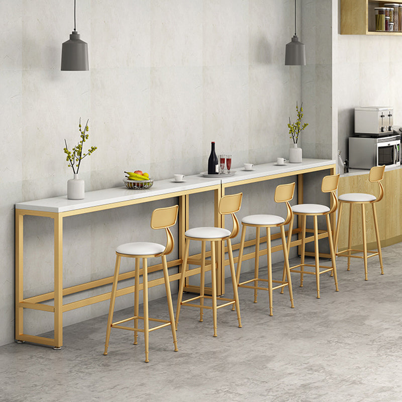 Glam Faux Marble Bar Counter Table Rectangle Bar Counter Table with Metal Legs for Home Clearhalo 'Bar Furniture' 'Bar Tables' 'bar_tables' 'furn' 'furn_bar_tables' 'Furniture' 'Kitchen & Dining Furniture' 6383895