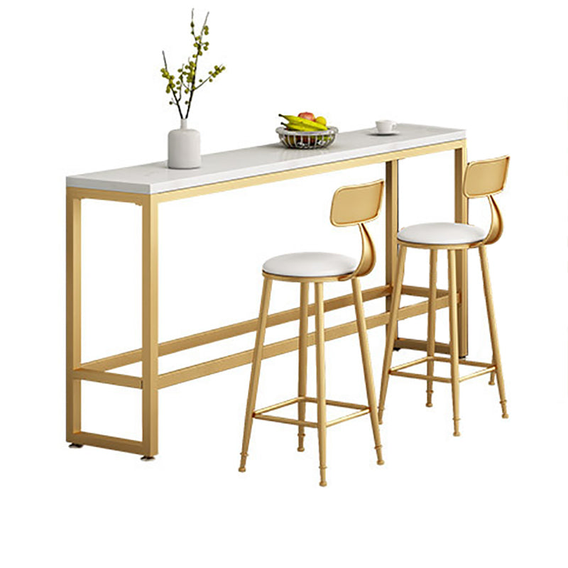 Glam Faux Marble Bar Counter Table Rectangle Bar Counter Table with Metal Legs for Home Without Chairs Clearhalo 'Bar Furniture' 'Bar Tables' 'bar_tables' 'furn' 'furn_bar_tables' 'Furniture' 'Kitchen & Dining Furniture' 6383897