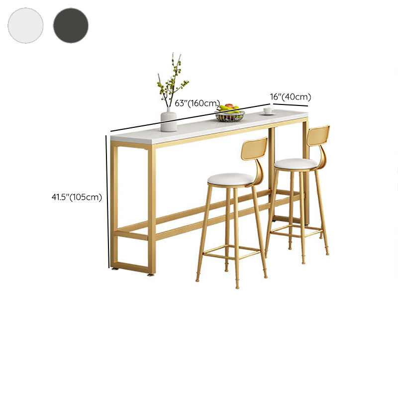 Glam Faux Marble Bar Counter Table Rectangle Bar Counter Table with Metal Legs for Home Clearhalo 'Bar Furniture' 'Bar Tables' 'bar_tables' 'furn' 'furn_bar_tables' 'Furniture' 'Kitchen & Dining Furniture' 6383902