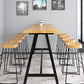 Table de pub à base noire, plateau en bois massif, à hauteur de bar, pour utilisation sur patio