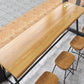 Table de pub à base noire, plateau en bois massif, à hauteur de bar, pour utilisation sur patio