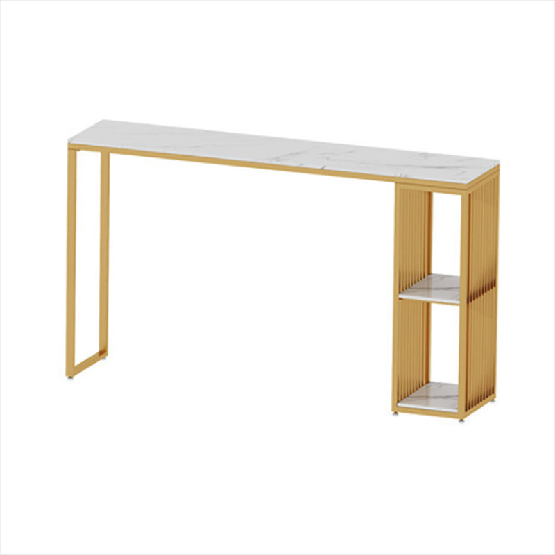 Mesa de mostrador de barra de piedra Glam, mesa de mostrador de barra rectangular con patas de metal para cocina