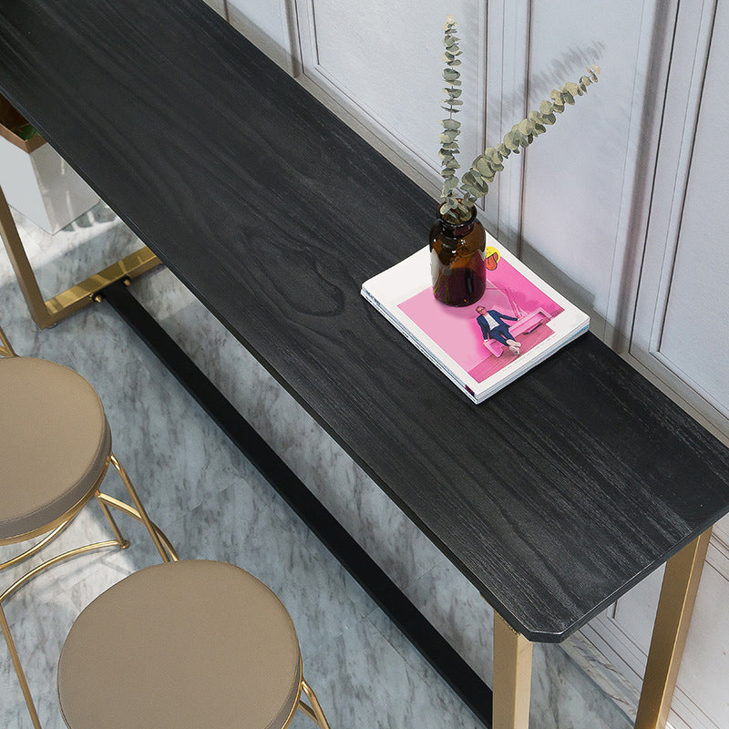 Glam Style Wooden Bar Counter Table Rectangle Bar Counter Table with Metal Legs Clearhalo 'Bar Furniture' 'Bar Tables' 'bar_tables' 'furn' 'furn_bar_tables' 'Furniture' 'Kitchen & Dining Furniture' 6384010
