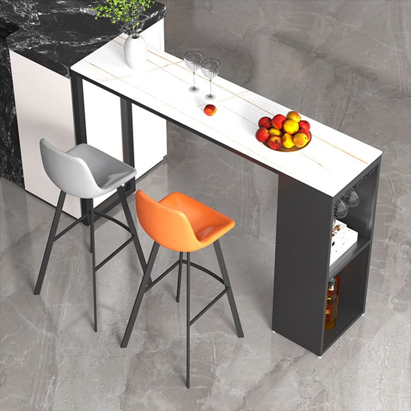 Table de comptoir de bar en pierre industrielle Table de comptoir de bar rectangulaire avec pieds en métal pour la cuisine