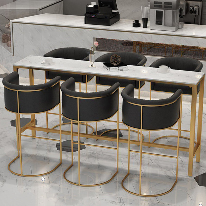 Glam Rectangle Bar Counter Table Faux Marble Bar Counter Table with Metal Legs Clearhalo 'Bar Furniture' 'Bar Tables' 'bar_tables' 'furn' 'furn_bar_tables' 'Furniture' 'Kitchen & Dining Furniture' 6384070